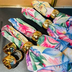 Gold Acrylic Napkin Ring Set of 7 Vintage Napkin Rings